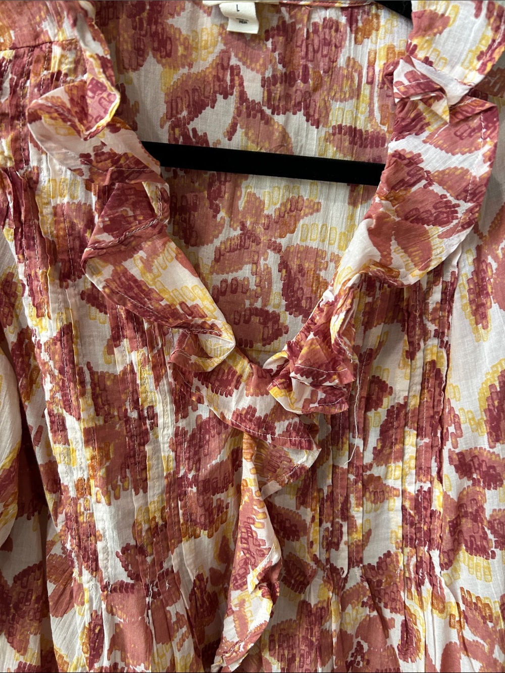 a.n.a Rust & Cream Floral Ruffle Blouse - Picture 4 of 11